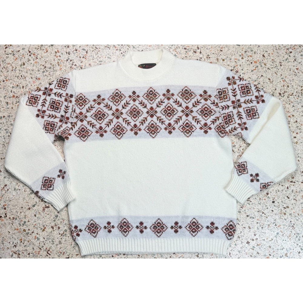 Jersild Vintage Men's Multicolored Fall Patter Long Sleeve Sweater Size Large